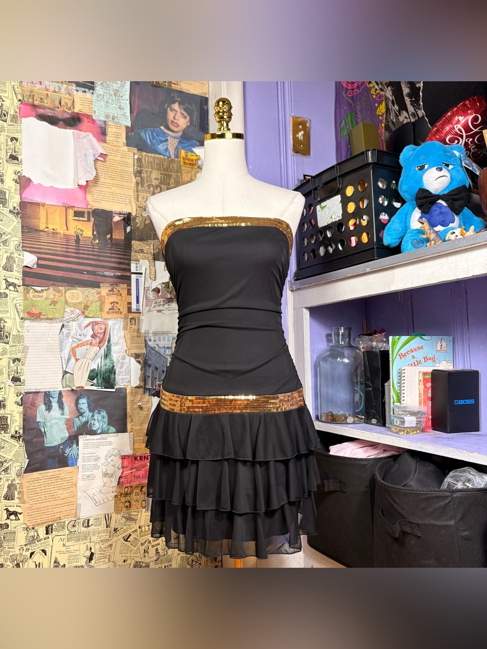 Black Sequin Mini Dress